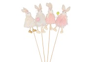 EASTER STICK FLUFFY BUNNY WHITE/PINK ASS P/1 50CM