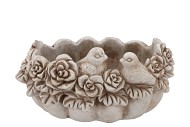 CONCRETE ANTIQUE PUMPKIN BIRD BOWL OVAL 31X22X17CM NM