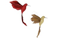 DECO SHINE BIRD HUMMING RED/GOLD 16CM ASS