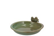 IRON STONE BIRD BOWL GLAZED GREEN  23X5CM NM