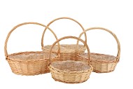 WICKER BASKET RUBY WITH HANDLE NATURAL 45X42X38CM  SET 4 NM