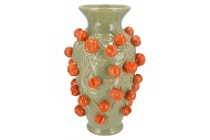 FRUIT MANDARIN PISTACHE VASE 24X38CM NM