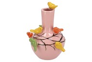 BIRD VASE LIGHT PINK TUBE 26X33CM NM