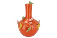 BIRD VASE ORANGE TUBE 26X33CM NM