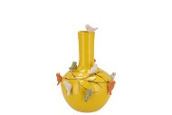 BIRD VASE YELLOW TUBE 16X17CM NM