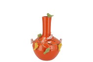 BIRD VASE ORANGE TUBE 16X17CM NM