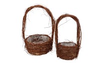 WICKER ELM BRANCHES BROWN WITH HANDLE ROUND SET 2 26X49CM NM