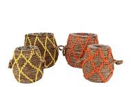 VENICE YELLOW/ORANGE BASKET STITCH SET2 25X25X30/15X16X23 NM