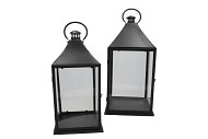 LANTERN METAL BLACK S/2 50X25X26CM