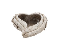 CONCRETE HEART TOP WINGS PLANTER CURVED 22X20X7CM NM