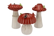 BIRD MUSHROOM VASE RED ASS 18X18X31CM