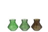 ROMAN GREEN MIX DIAMOND CLEAR GLASS VASE ASS 13X13CM