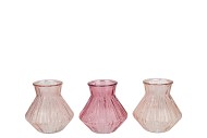 ROMAN SWEETS PINK CLEAR MIX DIAMOND GLASS VASE ASS 13X13CM