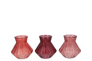 ROMAN RED CLEAR MIX DIAMOND GLASS VASE ASS 13X13CM NM