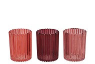 ROMAN RED MIX GLASS CANDLE HOLDER ASS 8X8X10CM