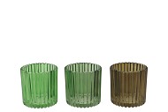 ROMAN GREEN MIX GLASS CANDLE HOLDER ASS 9X9X9CM