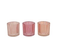 ROMAN SWEETS PINK MIX GLASS CANDLE HOLDER ASS 9X9X9CM NM