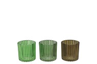 ROMAN GREEN MIX GLASS CANDLE HOLDER ASS 8X8X8CM NM