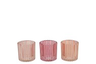 ROMAN SWEETS PINK MIX GLASS CANDLE HOLDER ASS 8X8X8CM NM