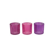 ROMAN SKY PURPLE MIX GLASS CANDLE HOLDER ASS 8X8X8CM NM