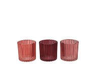 ROMAN RED MIX GLASS CANDLE HOLDER ASS 8X8X8CM