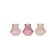 ROMAN SWEETS PINK CLEAR MIX DIAMOND GLASS VASE ASS 11X11XCM