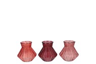 ROMAN RED CLEAR MIX DIAMOND GLASS VASE ASS 11X11XCM NM