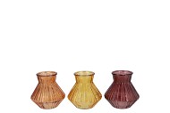 ROMAN AUTUMN SPICE CLEAR MIX DIAMOND GLASS VASE ASS 11X11XCM