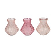 ROMAN SWEETS PINK CLEAR MIX DIAMOND GLASS VASE ASS 15X17CM