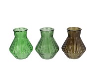 ROMAN GREEN MIX DIAMOND CLEAR GLASS VASE ASS 15X21CM