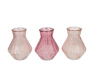 ROMAN SWEETS PINK CLEAR MIX DIAMOND GLASS VASE ASS 15X21CM