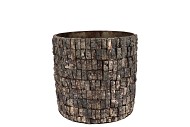 NEPAL IRON POT BIRCH MOSAIC 18X18X16M