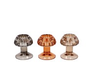 NOVA WOODS BROWN T-LIGHT MUSHROOM STRUCTURE  ASS 8X8X9CM