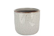 IRON STONE WHITE GLAZED POT 12X11CM