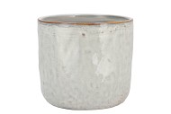 IRON STONE WHITE GLAZED POT 19X17CM