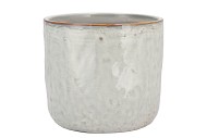 IRON STONE WHITE GLAZED POT 21X19CM