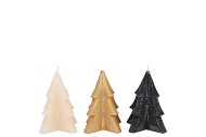 FROSTY BLACK MIX PINE TREE CANDLE 6X8CM ASS