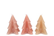 FROSTY WARM SAND MIX PINE TREE CANDLE 9X12CM ASS