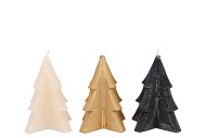 FROSTY BLACK MIX PINE TREE CANDLE 9X12CM ASS