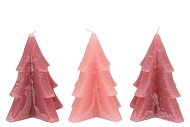 FROSTY SWEETS PINK MIX PINE TREE CANDLE 12X15CM ASS