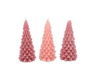 FROSTY SWEETS PINK MIX X-MAS TREE CANDLE 6X12CM ASS