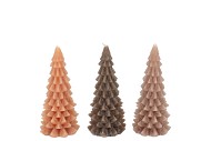 FROSTY WOODS BROWN MIX X-MAS TREE CANDLE 6X12CM ASS