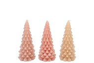 FROSTY WARM SAND MIX X-MAS TREE CANDLE 6X12CM ASS