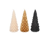 FROSTY BLACK MIX X-MAS TREE CANDLE 6X12CM ASS