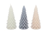 FROSTY GREY MIX X-MAS TREE CANDLE 8X16CM ASS