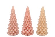 FROSTY WARM SAND MIX X-MAS TREE CANDLE 8X16CM ASS