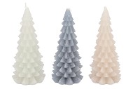 FROSTY GREY MIX X-MAS TREE CANDLE 9X20CM ASS