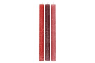 FROSTY RED MIX TAPER CANDLE 2X25CM