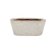 IRON STONE WHITE GLAZED OVAL POT 23X9X10CM