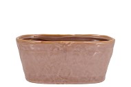 IRON STONE OLD PINK GLAZED OVAL POT 25X13X11CM NM